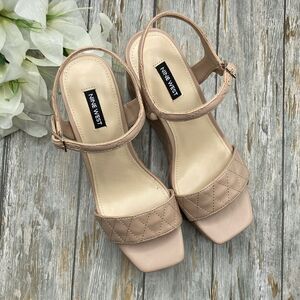 Nine West Nila Women's Quilted Platform Wedge Sandals Shoes Size 9.5